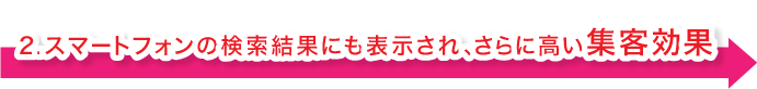 ２．スマートフォンの検索結果にも表示され、さらに高い集客効果